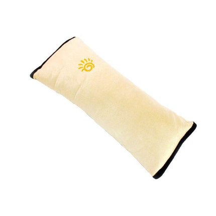 1/2× Soft Plush Car Shoulder Pad and Cushion Pillow for Travel Comfort - Beige.