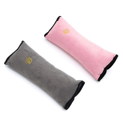 1/2× Soft Plush Car Shoulder Pad and Cushion Pillow for Travel Comfort - Beige.