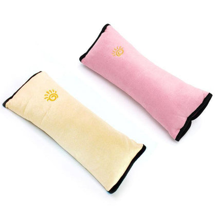 1/2× Soft Plush Car Shoulder Pad and Cushion Pillow for Travel Comfort - Beige.