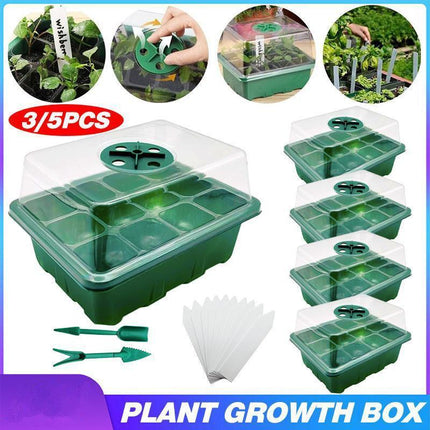 3/5/10 Set 12 Hole Plant Seed Grow Box Propagation Nursery Seedling Starter Tray - 3PCS.