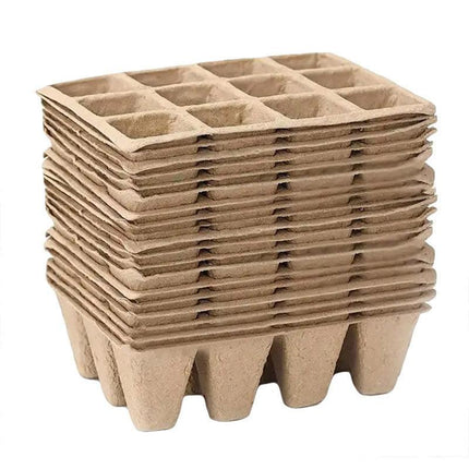 15pcs Pulp Seedling Cups 12 Compartments Nursery Incubators Plant Grow Trays.