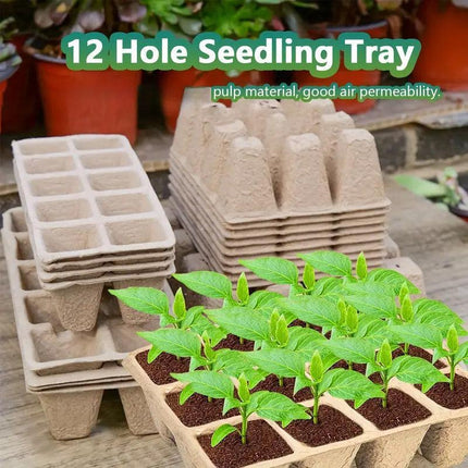 15pcs Pulp Seedling Cups 12 Compartments Nursery Incubators Plant Grow Trays.