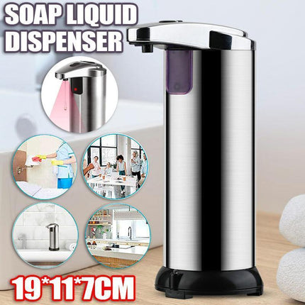 Automatic Soap Liquid Dispenser Handsfree Touchless IR Sensor Hand Wash Steel.