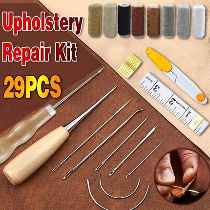 29 Pack Upholstery Repair Kit Leather Craft Tool Kit Leather Hand Sewing Needle.