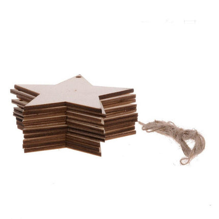 Wooden Christmas Hanging Ornament for Tree DIY Craft Decoration 10pcs - Bell.