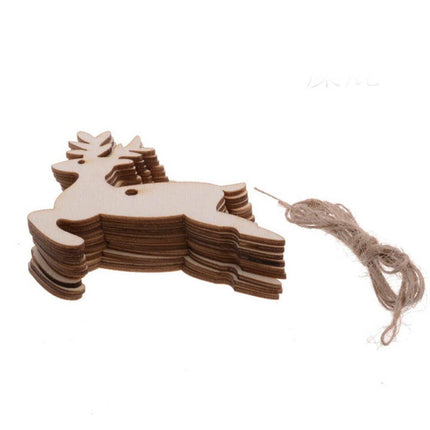 Wooden Christmas Hanging Ornament for Tree DIY Craft Decoration 10pcs - Bell.