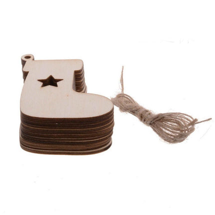 Wooden Christmas Hanging Ornament for Tree DIY Craft Decoration 10pcs - Christmas Stocking.