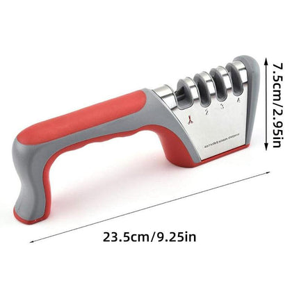 Four Stage Knife Sharpener Multifunction Kitchen Blade Sharpening Tool Quick Use - Black.