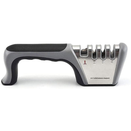 Four Stage Knife Sharpener Multifunction Kitchen Blade Sharpening Tool Quick Use - Black.