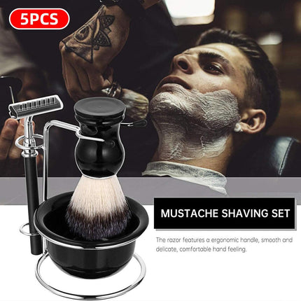 5PCS Shaving Kit Set Manual Razor Brush Stand Bowl Set for Men.