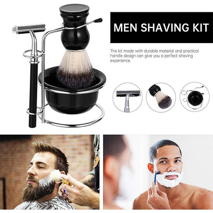 5PCS Shaving Kit Set Manual Razor Brush Stand Bowl Set for Men.
