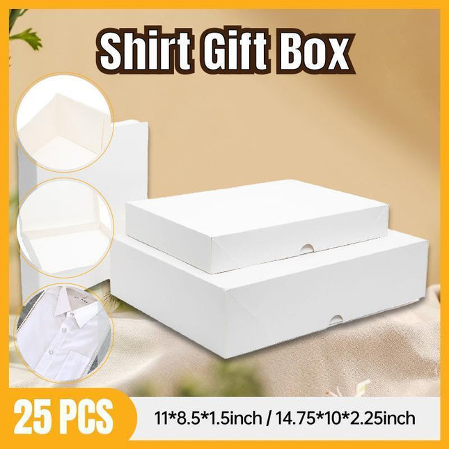 Premium Shirt Packaging Boxes 350g White Cardboard 2Sizes Easy Storage Flat Pack - 25pcs-11*8.5*1.5inch.
