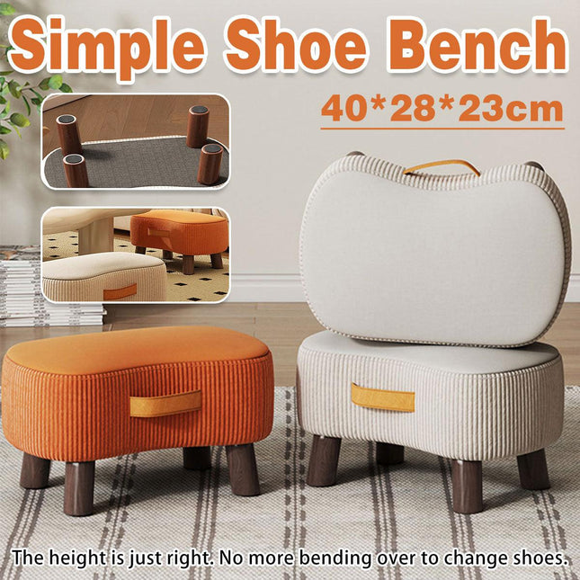 Small Stool for Home Simple Shoe Changing Low Seat Stool Wooden Household Use - Orange.