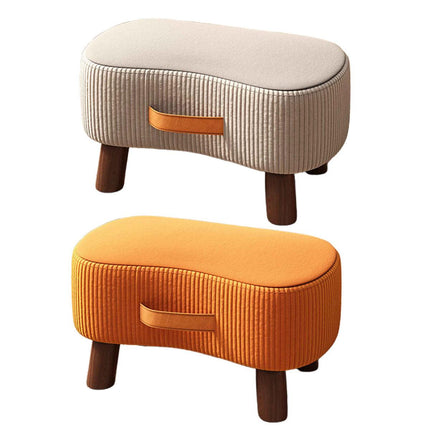 Small Stool for Home Simple Shoe Changing Low Seat Stool Wooden Household Use - Orange.