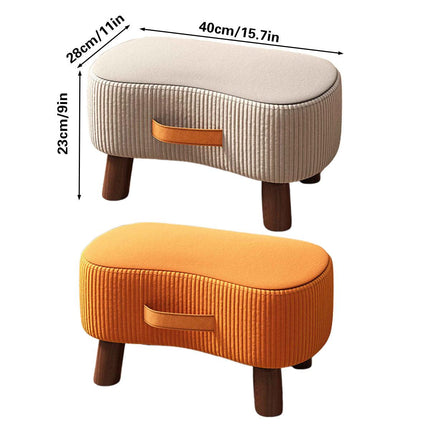 Small Stool for Home Simple Shoe Changing Low Seat Stool Wooden Household Use - Orange.
