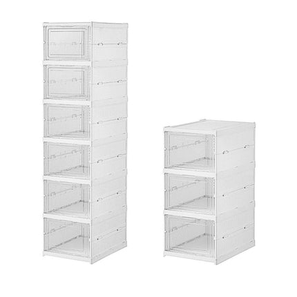 Easy Assemble Shoe Box Foldable Rack 3/6 Layers Storage Transparent Drawers - 3-Tier.