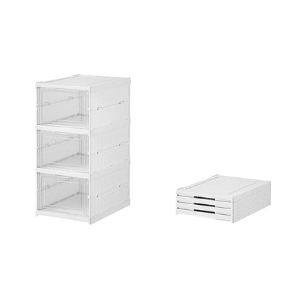 Easy Assemble Shoe Box Foldable Rack 3/6 Layers Storage Transparent Drawers - 3-Tier.