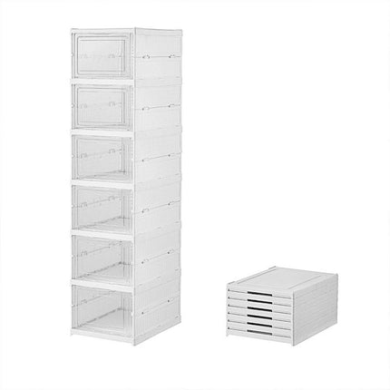 Easy Assemble Shoe Box Foldable Rack 3/6 Layers Storage Transparent Drawers - 3-Tier.