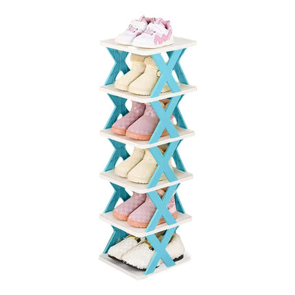 6/7 Tier Shoe Rack Space Saving Small Shoe Cabinet Storage Shelf Organizer - Orange-7 Layer.