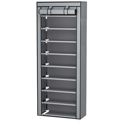 10 Tier Black Shoe Rack Dustproof Organiser Shoe Storage Cabinet for Home Use.
