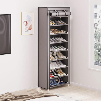 10 Tier Black Shoe Rack Dustproof Organiser Shoe Storage Cabinet for Home Use.