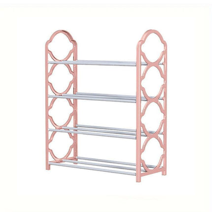 Four Layer Shoe Rack Storage Organizer Multi Tier Shoe Shelf for Entryway Closet - White.
