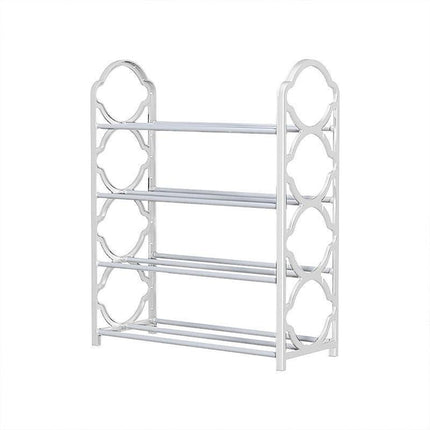 Four Layer Shoe Rack Storage Organizer Multi Tier Shoe Shelf for Entryway Closet - White.