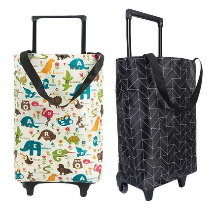Lightweight Folding Shopping Cart Trolley with Wheels Retractable Tote Bag - White-Big.