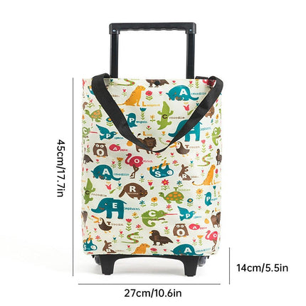 Lightweight Folding Shopping Cart Trolley with Wheels Retractable Tote Bag - White-Big.