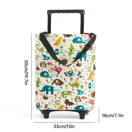 Lightweight Folding Shopping Cart Trolley with Wheels Retractable Tote Bag - White-Big.