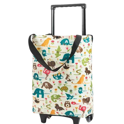 Lightweight Folding Shopping Cart Trolley with Wheels Retractable Tote Bag - White-Big.
