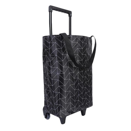 Lightweight Folding Shopping Cart Trolley with Wheels Retractable Tote Bag - White-Big.