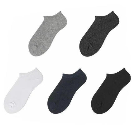 Nanjiren 5 Pairs Socks Mens Men Low Cut Socks Ankle Soft Cotton Trainer Sport - Light Grey 5 Pairs.