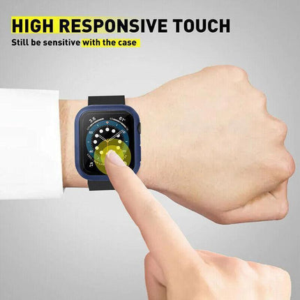 For Apple Watch iWatch Series SE 6 5 4 3 2 1 Case Full Glass Cover 40mm - Blue.