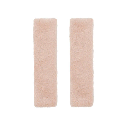 Winter Plush Shoulder Strap Cover Neck Cushion Pad for Comfortable Car Travel 2PCS - Milk Tea.