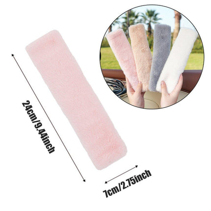 Winter Plush Shoulder Strap Cover Neck Cushion Pad for Comfortable Car Travel 2PCS - White.