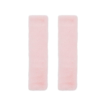 Winter Plush Shoulder Strap Cover Neck Cushion Pad for Comfortable Car Travel 2PCS - White.