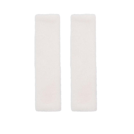 Winter Plush Shoulder Strap Cover Neck Cushion Pad for Comfortable Car Travel 2PCS - White.