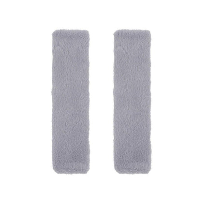 Winter Plush Shoulder Strap Cover Neck Cushion Pad for Comfortable Car Travel 2PCS - White.