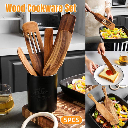 5pcs Wooden Spatula Set Kitchen Cooking Utensils Wooden Spatula for Cooking.