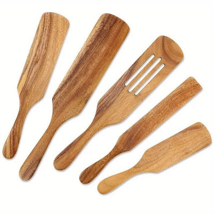 5pcs Wooden Spatula Set Kitchen Cooking Utensils Wooden Spatula for Cooking.
