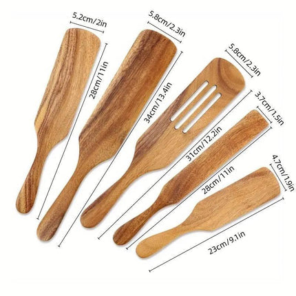 5pcs Wooden Spatula Set Kitchen Cooking Utensils Wooden Spatula for Cooking.