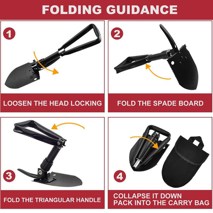 Folding Survival Shovel Outdoor Camping Emergency Tool For Hiking Fishing Rescue Gear.