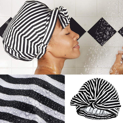 Woman Shower Cap Reusable Long Hair Large Turban Bathroom Waterproof Hair Cap - Coconut Tree.