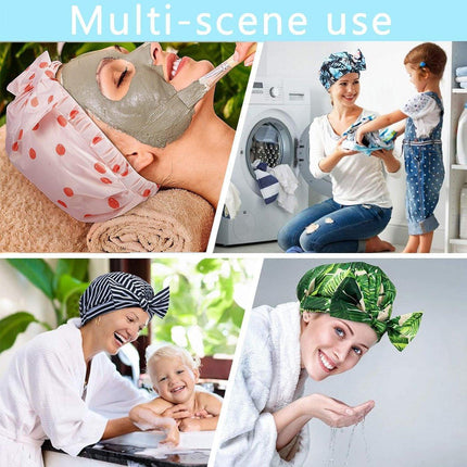 Woman Shower Cap Reusable Long Hair Large Turban Bathroom Waterproof Hair Cap - Streak.