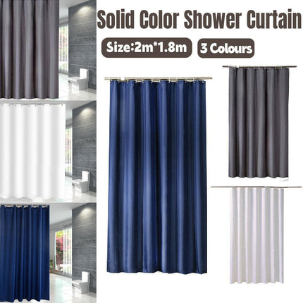 Solid Color Waterproof Shower Curtain Bathroom Decor Resistant Fabric Liner - Blue.
