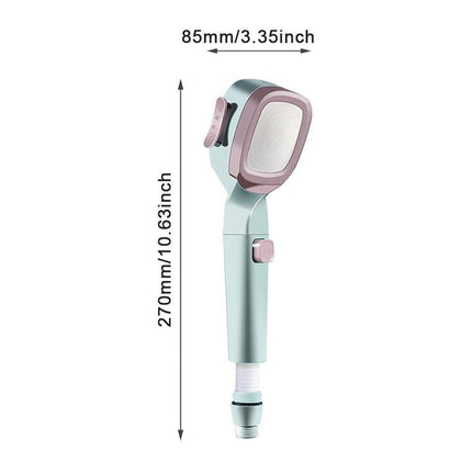 High Pressure Handheld Shower Head with Filter for Bathroom Water Saving Spray - Pink Blue.