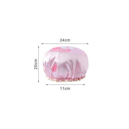 Double Layer Lux Shower Cap Bath Hat Hair Care Women Sleep Waterproof Reusable - Dark Blue.