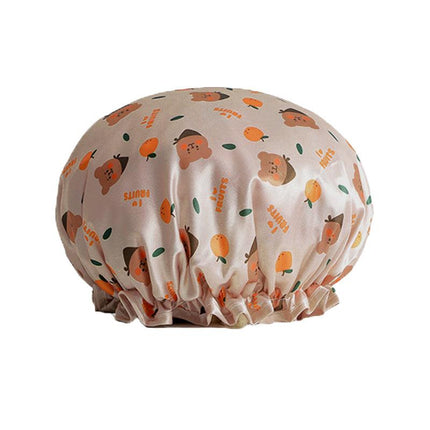 Double Layer Lux Shower Cap Bath Hat Hair Care Women Sleep Waterproof Reusable - Dark Blue.
