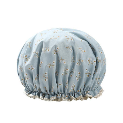 Double Layer Lux Shower Cap Bath Hat Hair Care Women Sleep Waterproof Reusable - Dark Blue.